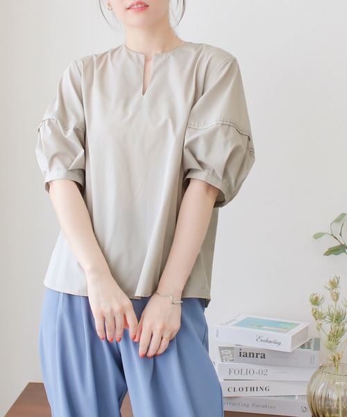 Social GIRL(ソーシャルガール)の「/Social GIRL/ランタンスリーブスキッパーブラウス(シャツ/ブラウス・レディース・ブルー・M)」の19枚目の写真
