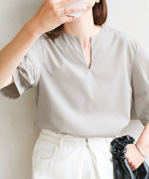 Social GIRL(ソーシャルガール)の「/Social GIRL/ランタンスリーブスキッパーブラウス(シャツ/ブラウス・レディース・ブルー・M)」の14枚目の写真