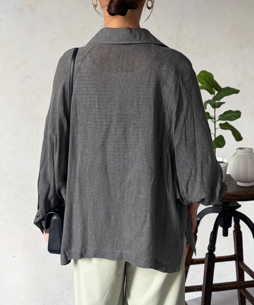 Chez toi（シェトワ）の「シアーデニムテーラージャケット（テーラードジャケット・レディース・インディゴブルー/チャコールグレー・FREE）」の7枚目の写真