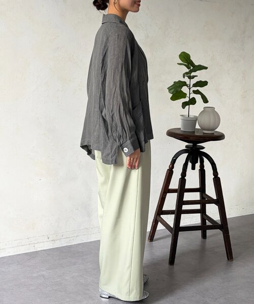 Chez toi（シェトワ）の「シアーデニムテーラージャケット（テーラードジャケット・レディース・インディゴブルー/チャコールグレー・FREE）」の11枚目の写真