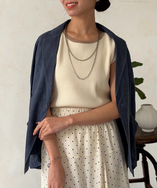 Chez toi（シェトワ）の「シアーデニムテーラージャケット（テーラードジャケット・レディース・インディゴブルー/チャコールグレー・FREE）」の14枚目の写真