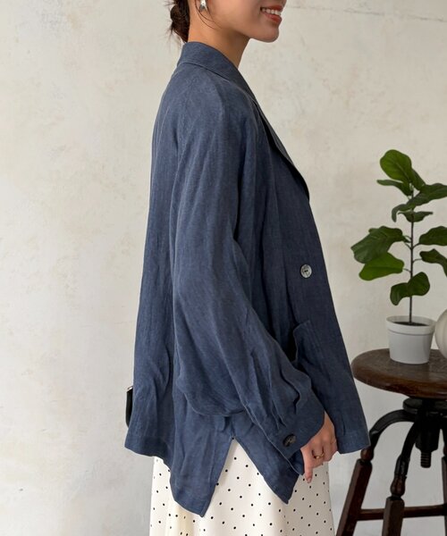 Chez toi（シェトワ）の「シアーデニムテーラージャケット（テーラードジャケット・レディース・インディゴブルー/チャコールグレー・FREE）」の17枚目の写真