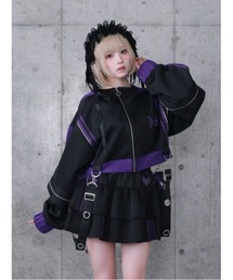 Amilige（アミリージュ）の「ウサギ耳バイカラージャージトップス（デニムパンツ）」