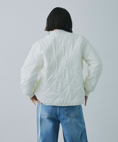Mirette(ミレット)の「ダイヤキルト ライトジャケット / Diamond Quilted Light Jacket(ノーカラージャケット・レディース・ホワイト/ブラック/ブラウン・FREE)」の6枚目の写真