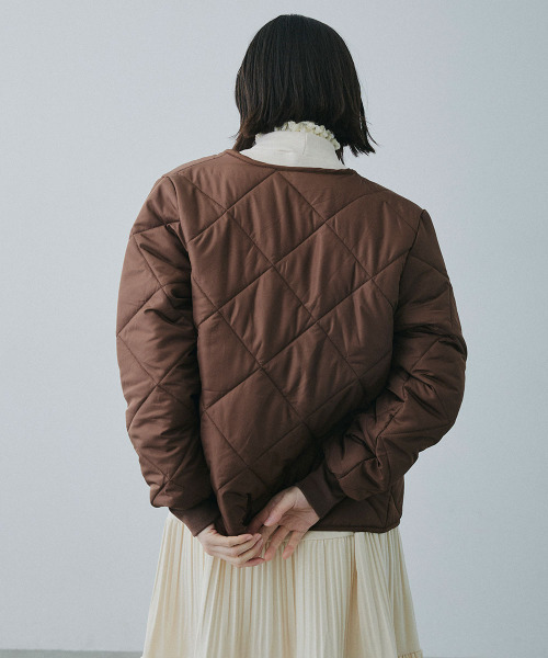 Mirette(ミレット)の「ダイヤキルト ライトジャケット / Diamond Quilted Light Jacket(ノーカラージャケット・レディース・ホワイト/ブラック/ブラウン・FREE)」の9枚目の写真