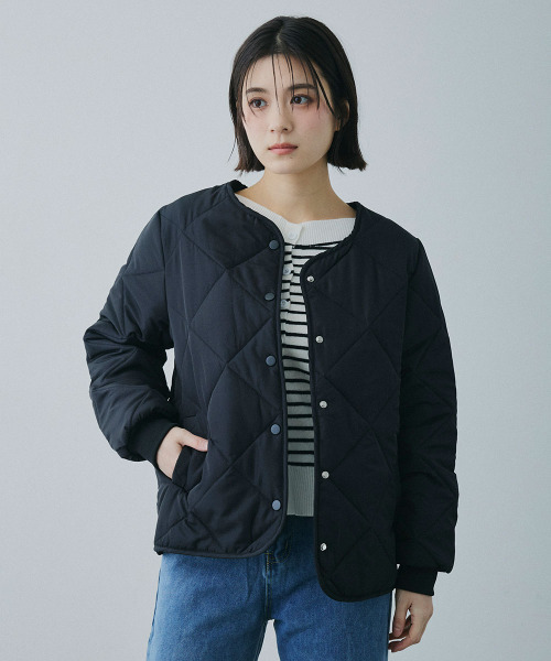 Mirette(ミレット)の「ダイヤキルト ライトジャケット / Diamond Quilted Light Jacket(ノーカラージャケット・レディース・ホワイト/ブラック/ブラウン・FREE)」の10枚目の写真