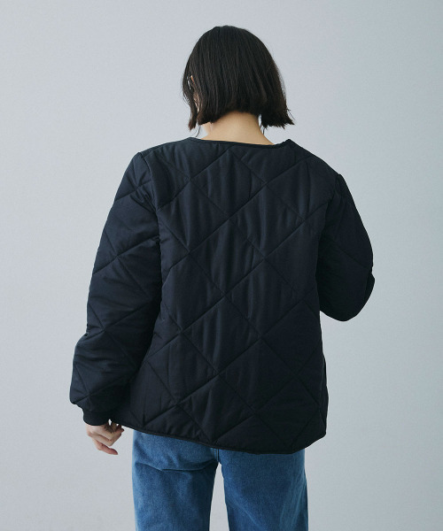 Mirette(ミレット)の「ダイヤキルト ライトジャケット / Diamond Quilted Light Jacket(ノーカラージャケット・レディース・ホワイト/ブラック/ブラウン・FREE)」の12枚目の写真