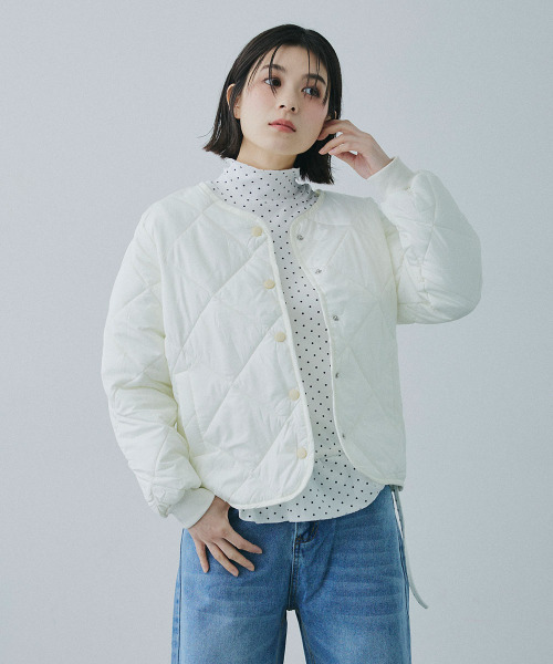 Mirette(ミレット)の「ダイヤキルト ライトジャケット / Diamond Quilted Light Jacket(ノーカラージャケット・レディース・ホワイト/ブラック/ブラウン・FREE)」の15枚目の写真