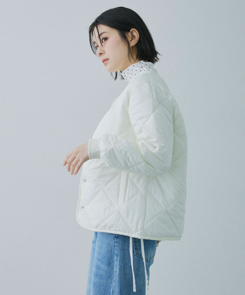 Mirette(ミレット)の「ダイヤキルト ライトジャケット / Diamond Quilted Light Jacket(ノーカラージャケット・レディース・ホワイト/ブラック/ブラウン・FREE)」の16枚目の写真