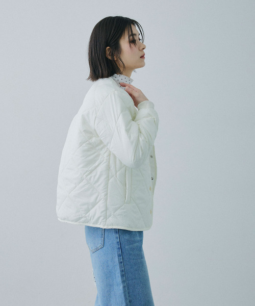 Mirette(ミレット)の「ダイヤキルト ライトジャケット / Diamond Quilted Light Jacket(ノーカラージャケット・レディース・ホワイト/ブラック/ブラウン・FREE)」の17枚目の写真