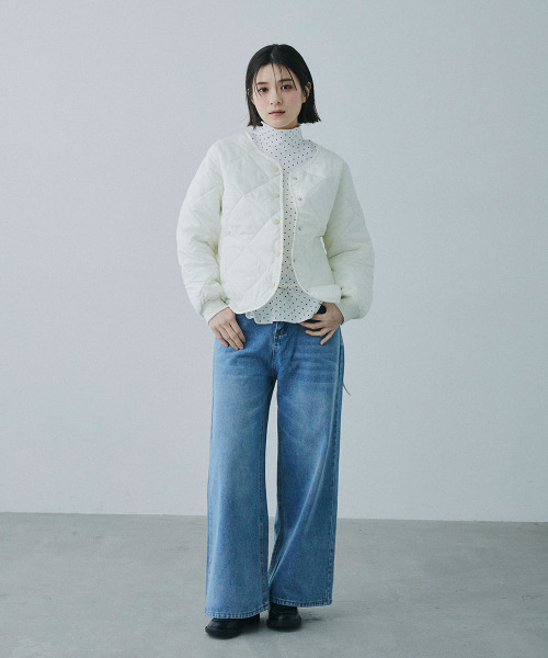 Mirette(ミレット)の「ダイヤキルト ライトジャケット / Diamond Quilted Light Jacket(ノーカラージャケット・レディース・ホワイト/ブラック/ブラウン・FREE)」の19枚目の写真