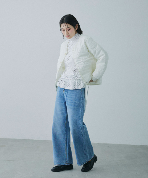 Mirette(ミレット)の「ダイヤキルト ライトジャケット / Diamond Quilted Light Jacket(ノーカラージャケット・レディース・ホワイト/ブラック/ブラウン・FREE)」の22枚目の写真