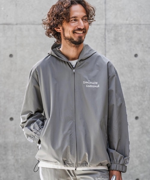1minute 1second(ワンミニットワンセカンド)の「mpa4055-nylon x knit line zip hoodie ジップパーカー(1M26N010)(パーカー・メンズ・ブラック×ホワイト/ブラック×ブラック/グレー・XL/L/M/S)」の6枚目の写真