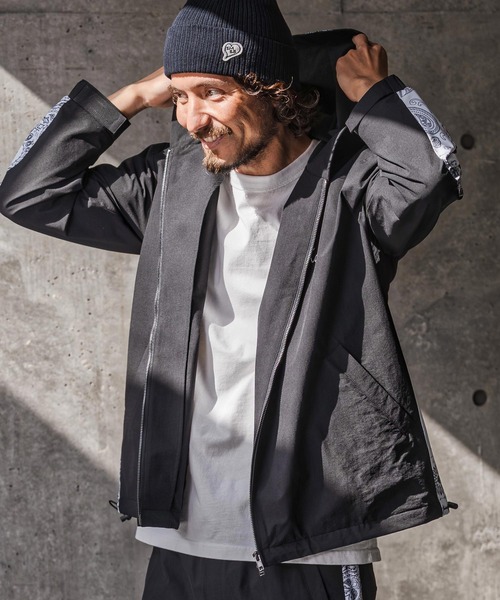 1minute 1second(ワンミニットワンセカンド)の「mpa4055-nylon x knit line zip hoodie ジップパーカー(1M26N010)(パーカー・メンズ・ブラック×ホワイト/ブラック×ブラック/グレー・XL/L/M/S)」の11枚目の写真
