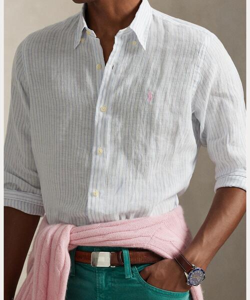 POLO RALPH LAUREN(ポロ ラルフ ローレン)の「クラシック フィット ストライプド リネン シャツ(シャツ/ブラウス・メンズ・ホワイト・M/L/S)」の8枚目の写真