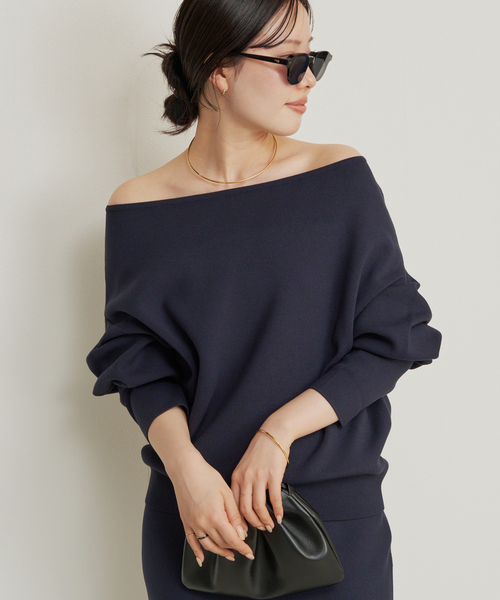 plage（プラージュ）の「VIS/PL スムース ボートネックプルオーバー（ニット/セーター・レディース・ネイビー/ブルー/グレー・FREE）」の2枚目の写真