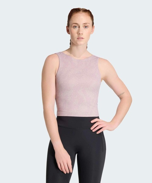 adidas（アディダス）の「Puremotion中わた入りプリントタンクトップ / ヨガウェア / アディダス adidas（タンクトップ・レディース・グレー系その他/グレー・X-SMALL/X-LARGE/SMALL/MEDIUM/LARGE/XX-LARGE）」の2枚目の写真