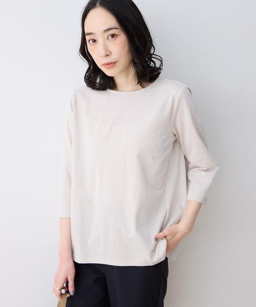 DECOY SINCE 1981(デコイシンスイチキュウハチイチ)の「ストライプジャガードプルオーバー【大きいサイズあり】(Tシャツ/カットソー・レディース・ベージュ/ネイビー/ブルー・M/L/LL/3L/4L)」の2枚目の写真