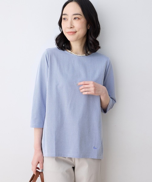 DECOY SINCE 1981(デコイシンスイチキュウハチイチ)の「ストライプジャガードプルオーバー【大きいサイズあり】(Tシャツ/カットソー・レディース・ベージュ/ネイビー/ブルー・M/L/LL/3L/4L)」の3枚目の写真