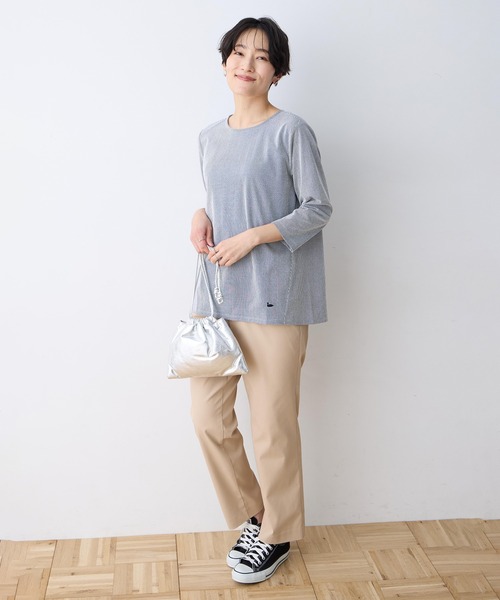 DECOY SINCE 1981(デコイシンスイチキュウハチイチ)の「ストライプジャガードプルオーバー【大きいサイズあり】(Tシャツ/カットソー・レディース・ベージュ/ネイビー/ブルー・M/L/LL/3L/4L)」の9枚目の写真