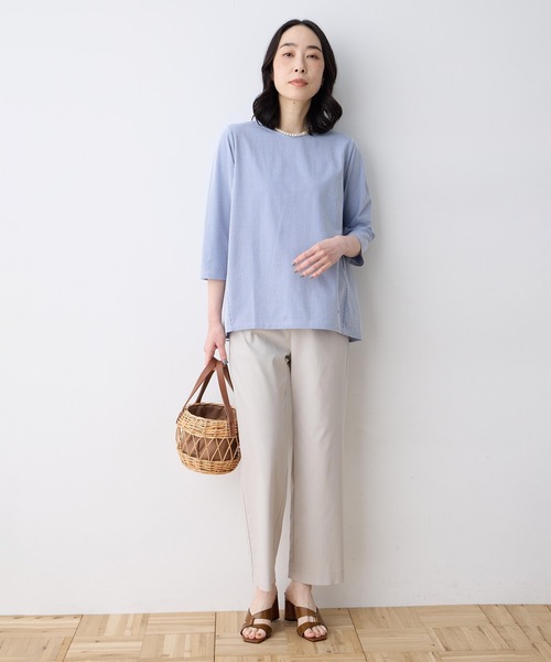 DECOY SINCE 1981(デコイシンスイチキュウハチイチ)の「ストライプジャガードプルオーバー【大きいサイズあり】(Tシャツ/カットソー・レディース・ベージュ/ネイビー/ブルー・M/L/LL/3L/4L)」の13枚目の写真