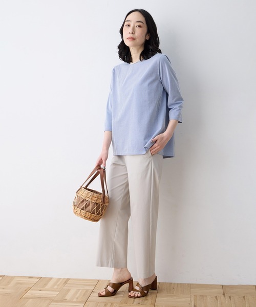 DECOY SINCE 1981(デコイシンスイチキュウハチイチ)の「ストライプジャガードプルオーバー【大きいサイズあり】(Tシャツ/カットソー・レディース・ベージュ/ネイビー/ブルー・M/L/LL/3L/4L)」の14枚目の写真
