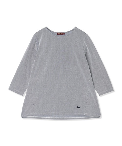 DECOY SINCE 1981(デコイシンスイチキュウハチイチ)の「ストライプジャガードプルオーバー【大きいサイズあり】(Tシャツ/カットソー・レディース・ベージュ/ネイビー/ブルー・M/L/LL/3L/4L)」の20枚目の写真