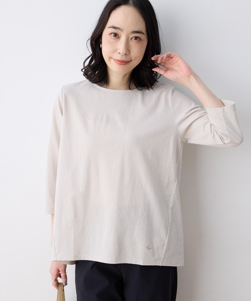 DECOY SINCE 1981(デコイシンスイチキュウハチイチ)の「ストライプジャガードプルオーバー【大きいサイズあり】(Tシャツ/カットソー・レディース・ベージュ/ネイビー/ブルー・M/L/LL/3L/4L)」の7枚目の写真