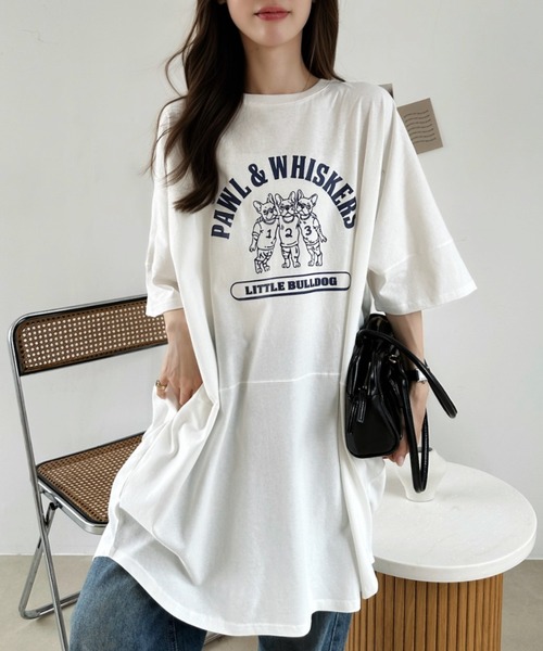 Ada.（エイダ）の「ブルドッグ プリント ビッグ Tシャツ（Tシャツ/カットソー・レディース・ブラック/オフホワイト/グリーン・FREE）」の13枚目の写真