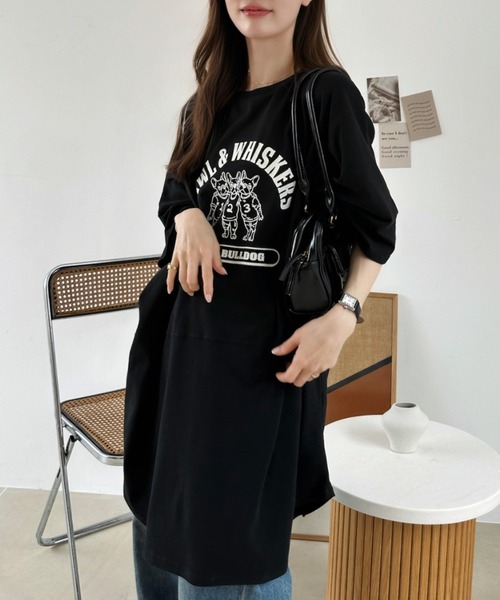 Ada.（エイダ）の「ブルドッグ プリント ビッグ Tシャツ（Tシャツ/カットソー・レディース・ブラック/オフホワイト/グリーン・FREE）」の17枚目の写真