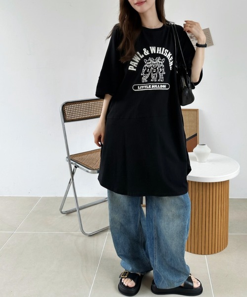 Ada.（エイダ）の「ブルドッグ プリント ビッグ Tシャツ（Tシャツ/カットソー・レディース・ブラック/オフホワイト/グリーン・FREE）」の20枚目の写真