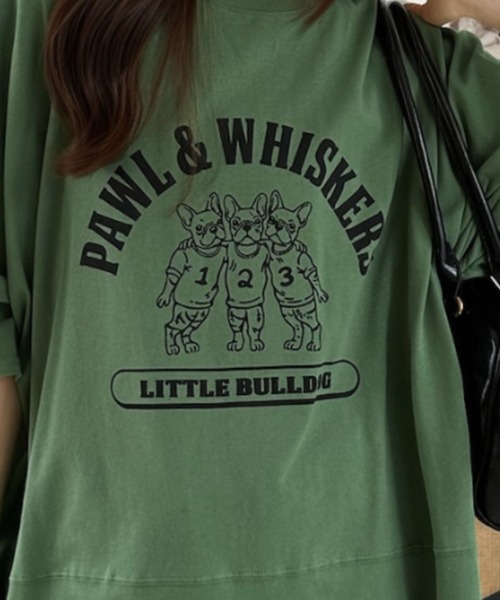 Ada.（エイダ）の「ブルドッグ プリント ビッグ Tシャツ（Tシャツ/カットソー・レディース・ブラック/オフホワイト/グリーン・FREE）」の4枚目の写真