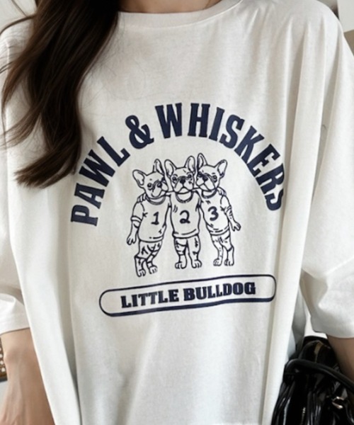 Ada.（エイダ）の「ブルドッグ プリント ビッグ Tシャツ（Tシャツ/カットソー・レディース・ブラック/オフホワイト/グリーン・FREE）」の11枚目の写真
