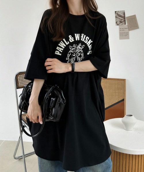 Ada.（エイダ）の「ブルドッグ プリント ビッグ Tシャツ（Tシャツ/カットソー・レディース・ブラック/オフホワイト/グリーン・FREE）」の21枚目の写真