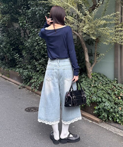 CIAOPANIC(チャオパニック)の「【neutral by ciaopanic】レースレイヤードデニムハーフパンツ(デニムパンツ・レディース・ブルー・FREE)」の8枚目の写真