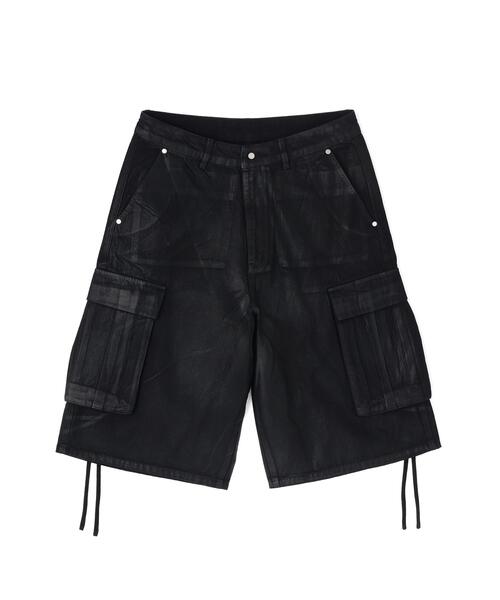 DANKE SCHON(ダンケシェーン)の「DankeSchon/ダンケシェーン/11oz RUBBER COATED CARGO SHORTS(カーゴパンツ・レディース・ブラック・M/L)」の1枚目の写真