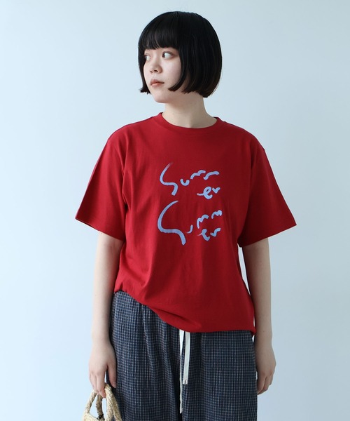 bulle de savon(ビュルデサボン)の「summer summerプリント Tシャツ(Tシャツ/カットソー・レディース・オフホワイト/サックスブルー/レッド・FREE)」の3枚目の写真