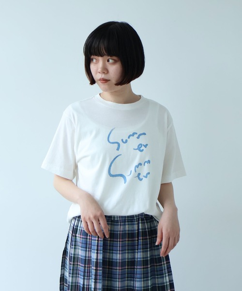 bulle de savon(ビュルデサボン)の「summer summerプリント Tシャツ(Tシャツ/カットソー・レディース・オフホワイト/サックスブルー/レッド・FREE)」の1枚目の写真