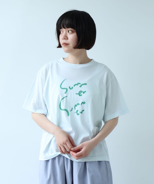 bulle de savon(ビュルデサボン)の「summer summerプリント Tシャツ(Tシャツ/カットソー・レディース・オフホワイト/サックスブルー/レッド・FREE)」の2枚目の写真