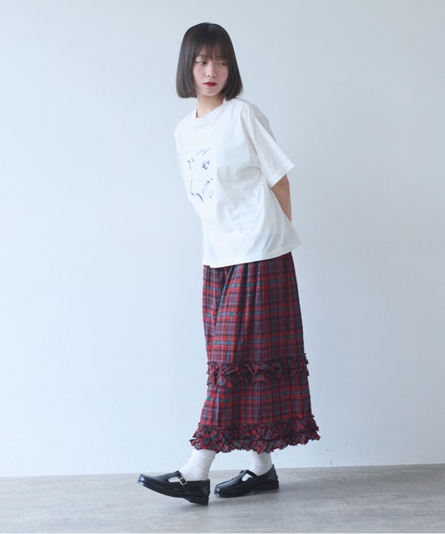 bulle de savon(ビュルデサボン)の「summer summerプリント Tシャツ(Tシャツ/カットソー・レディース・オフホワイト/サックスブルー/レッド・FREE)」の8枚目の写真