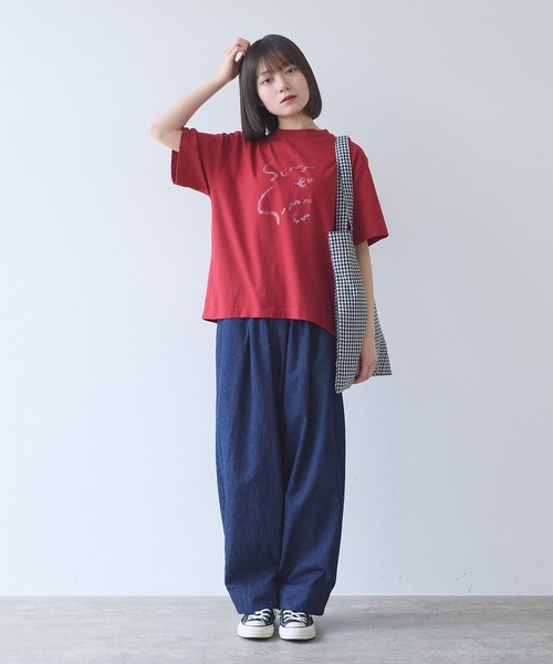 bulle de savon(ビュルデサボン)の「summer summerプリント Tシャツ(Tシャツ/カットソー・レディース・オフホワイト/サックスブルー/レッド・FREE)」の18枚目の写真