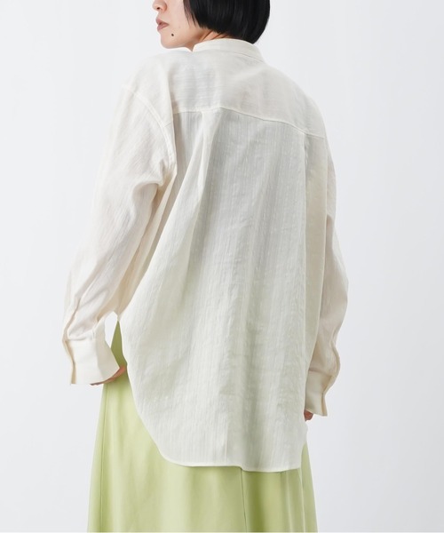 LUCA/LADY LUCK LUCA（ルカ/レディラックルカ）の「LC/LLL スプリングスラブ/デニム/ストライプフリルシャツ（シャツ/ブラウス・レディース・ネイビー/ブルー/オフホワイト・FREE）」の7枚目の写真