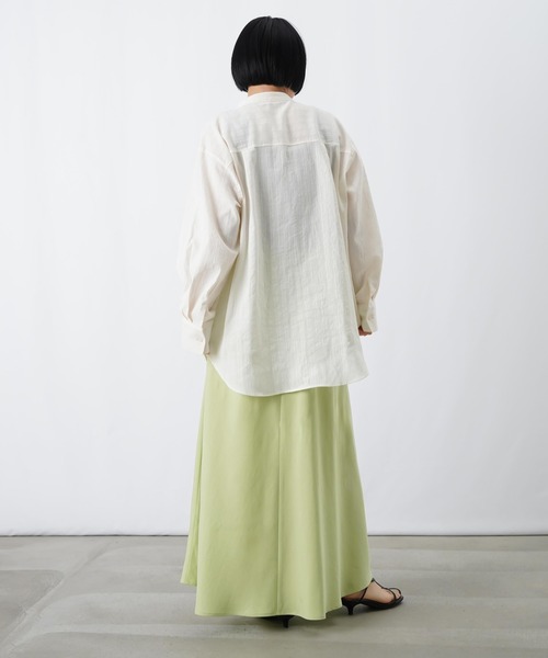 LUCA/LADY LUCK LUCA（ルカ/レディラックルカ）の「LC/LLL スプリングスラブ/デニム/ストライプフリルシャツ（シャツ/ブラウス・レディース・ネイビー/ブルー/オフホワイト・FREE）」の6枚目の写真