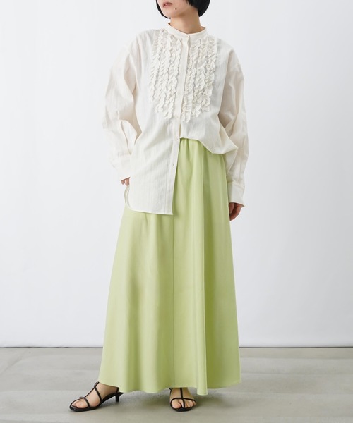 LUCA/LADY LUCK LUCA（ルカ/レディラックルカ）の「LC/LLL スプリングスラブ/デニム/ストライプフリルシャツ（シャツ/ブラウス・レディース・ネイビー/ブルー/オフホワイト・FREE）」の8枚目の写真