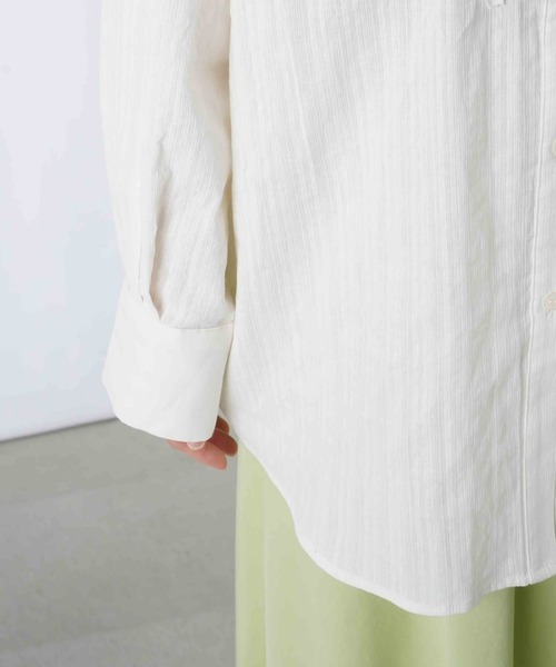 LUCA/LADY LUCK LUCA（ルカ/レディラックルカ）の「LC/LLL スプリングスラブ/デニム/ストライプフリルシャツ（シャツ/ブラウス・レディース・ネイビー/ブルー/オフホワイト・FREE）」の11枚目の写真