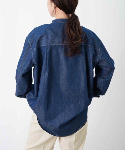 LUCA/LADY LUCK LUCA（ルカ/レディラックルカ）の「LC/LLL スプリングスラブ/デニム/ストライプフリルシャツ（シャツ/ブラウス・レディース・ネイビー/ブルー/オフホワイト・FREE）」の16枚目の写真