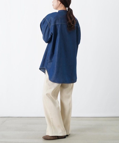 LUCA/LADY LUCK LUCA（ルカ/レディラックルカ）の「LC/LLL スプリングスラブ/デニム/ストライプフリルシャツ（シャツ/ブラウス・レディース・ネイビー/ブルー/オフホワイト・FREE）」の15枚目の写真