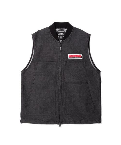 MANASTASH(マナスタッシュ)の「MANASTASH/マナスタッシュ/PATCHED LOGO WORK VEST(ベスト・メンズ・ブラック/ブルー・L/M/S/XL)」の3枚目の写真