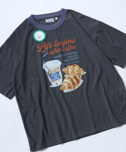 DISCUS ATHLETIC(ディスカス アスレチック)の「DISCUS ATHLETIC(ディスカスアスレチック)梨地COOLMAX フードイラストプリント リンガーTシャツ(Tシャツ/カットソー・メンズ・オフホワイト/グレイッシュブルー/ホワイト系その他/スミクロ・M/XL/L)」の3枚目の写真
