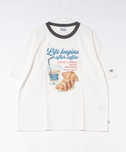 DISCUS ATHLETIC(ディスカス アスレチック)の「DISCUS ATHLETIC(ディスカスアスレチック)梨地COOLMAX フードイラストプリント リンガーTシャツ(Tシャツ/カットソー・メンズ・オフホワイト/グレイッシュブルー/ホワイト系その他/スミクロ・M/XL/L)」の5枚目の写真